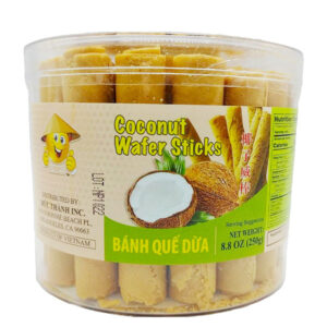 Coconut Wafer Sticks Original (Banh Que Dua Truyen Thong) 12jar/8.8oz *Smile*